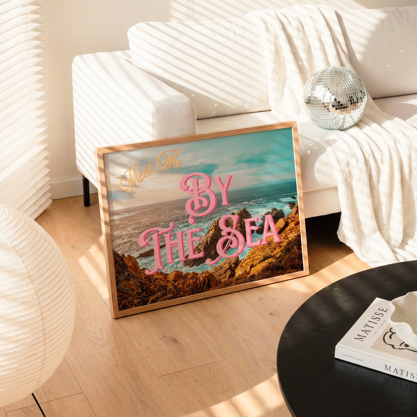 Meet Me By the Sea Postcard Print | Ocean Beach Travel Poster | Digital Wall Art