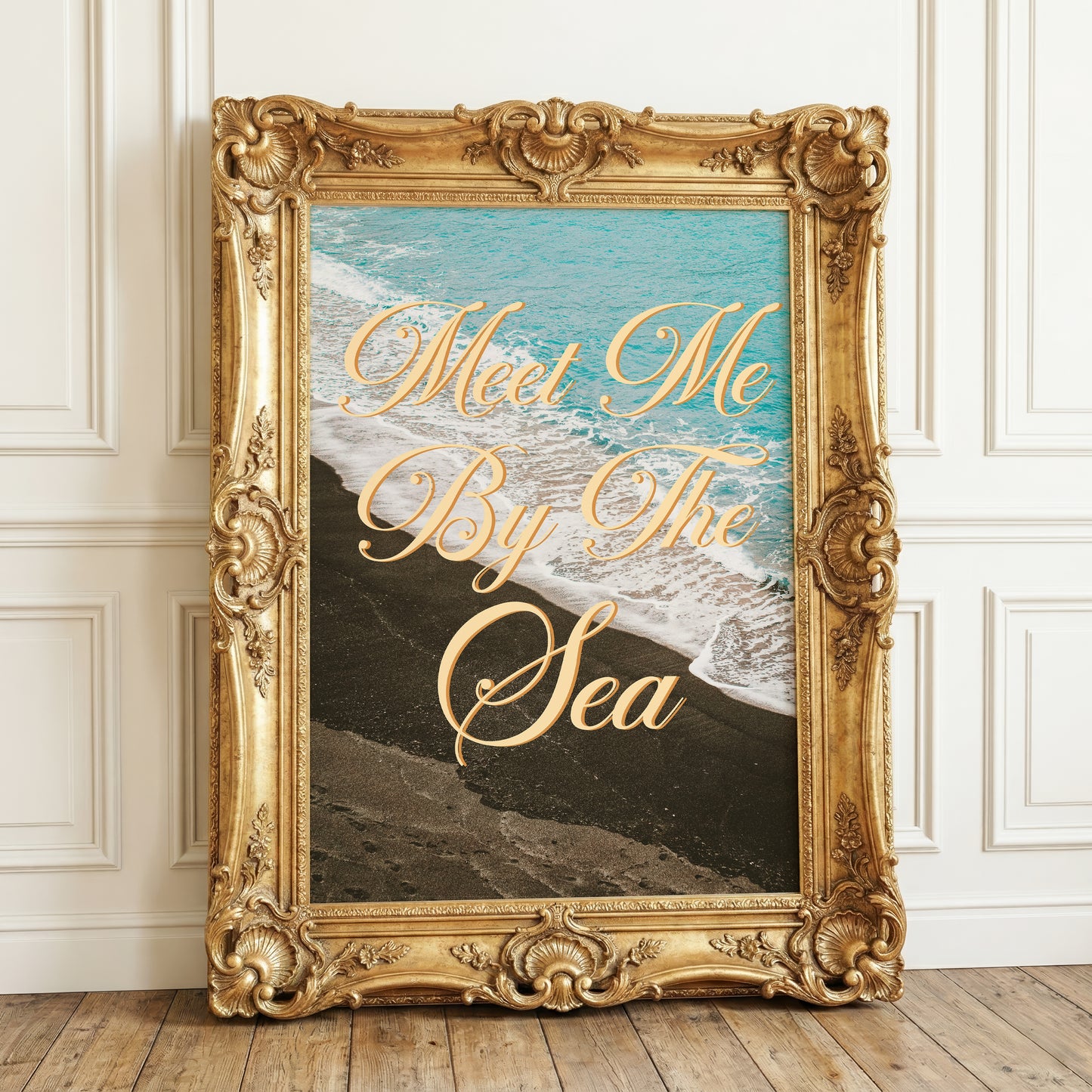 Meet Me By the Sea Print | Black Sand Beach Travel Poster | Digital Wall Art