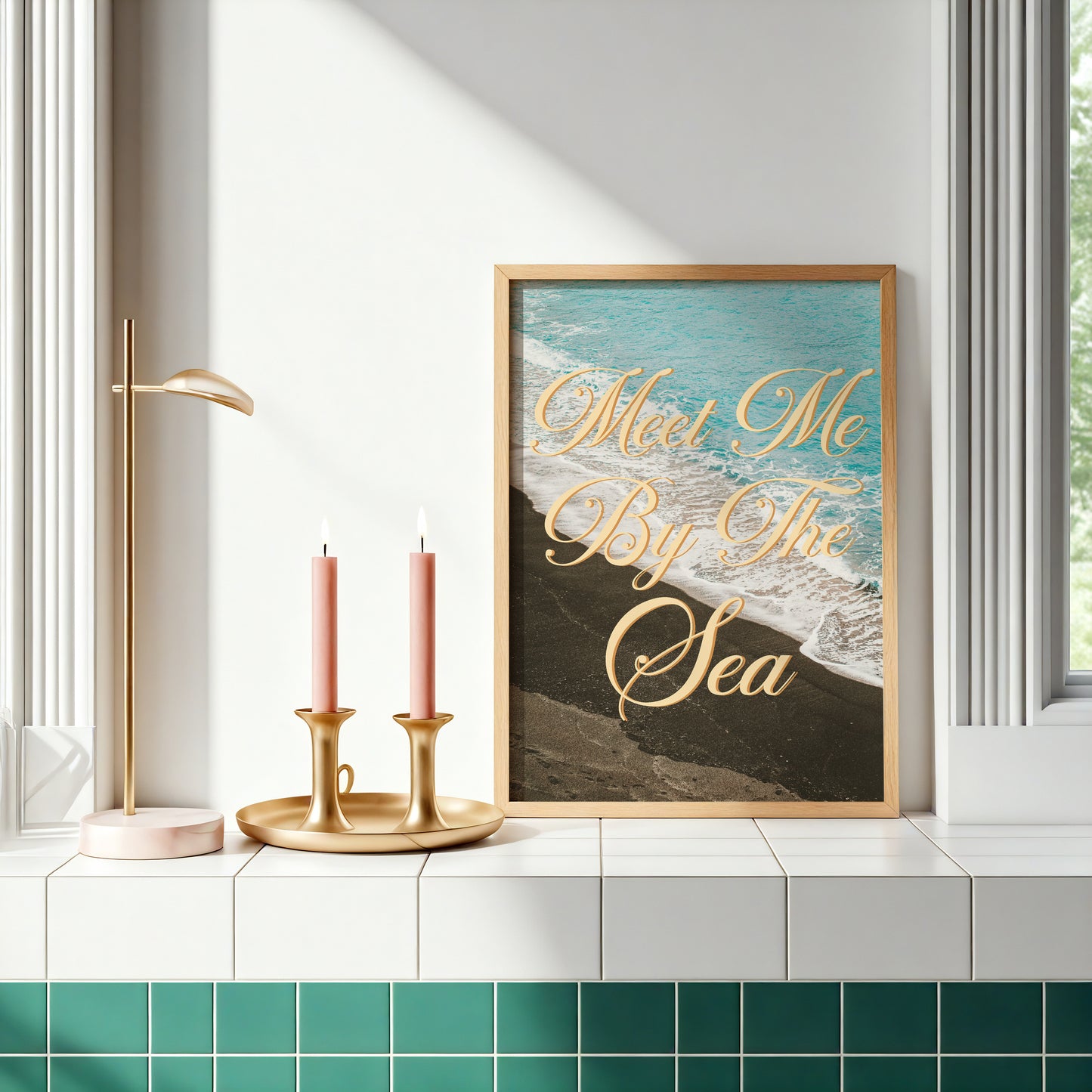 Meet Me By the Sea Print | Black Sand Beach Travel Poster | Digital Wall Art