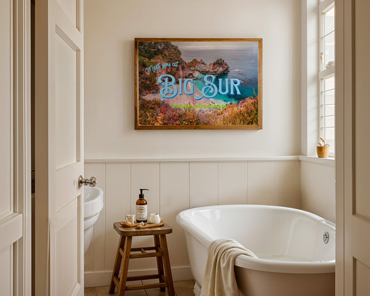 Big Sur Wildflowers Coastal Wall Art | California Ocean Wall Art | Botanical Landscape Art Poster | Digital Wall Art