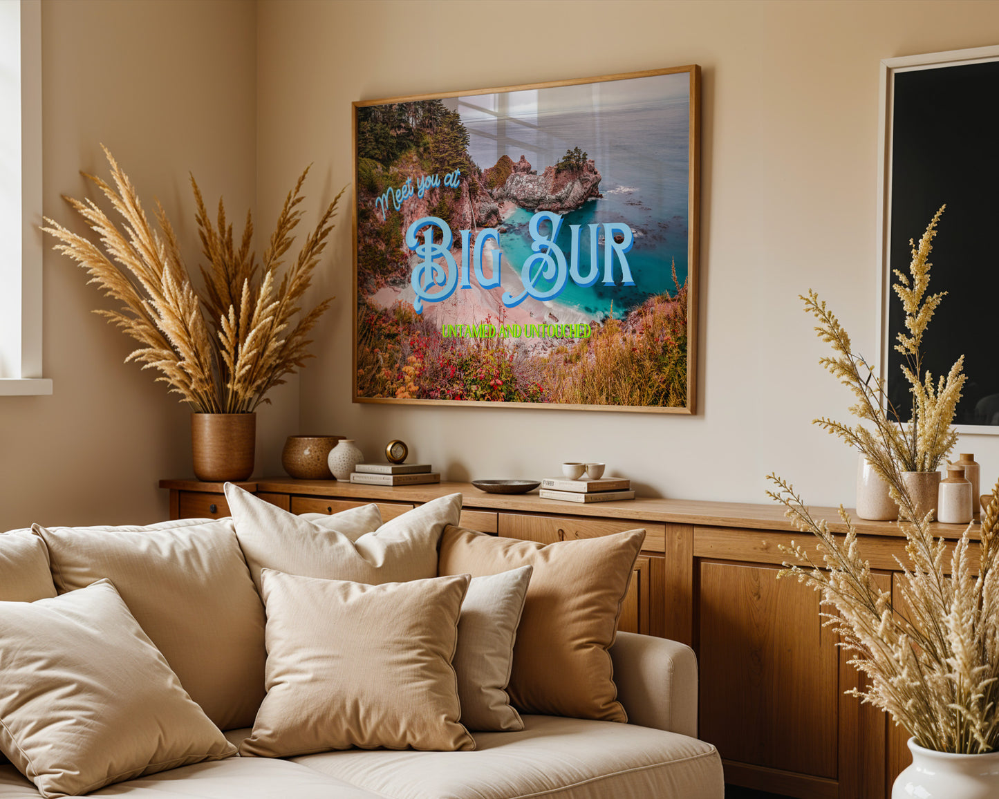 Big Sur Wildflowers Coastal Wall Art | California Ocean Wall Art | Botanical Landscape Art Poster | Digital Wall Art