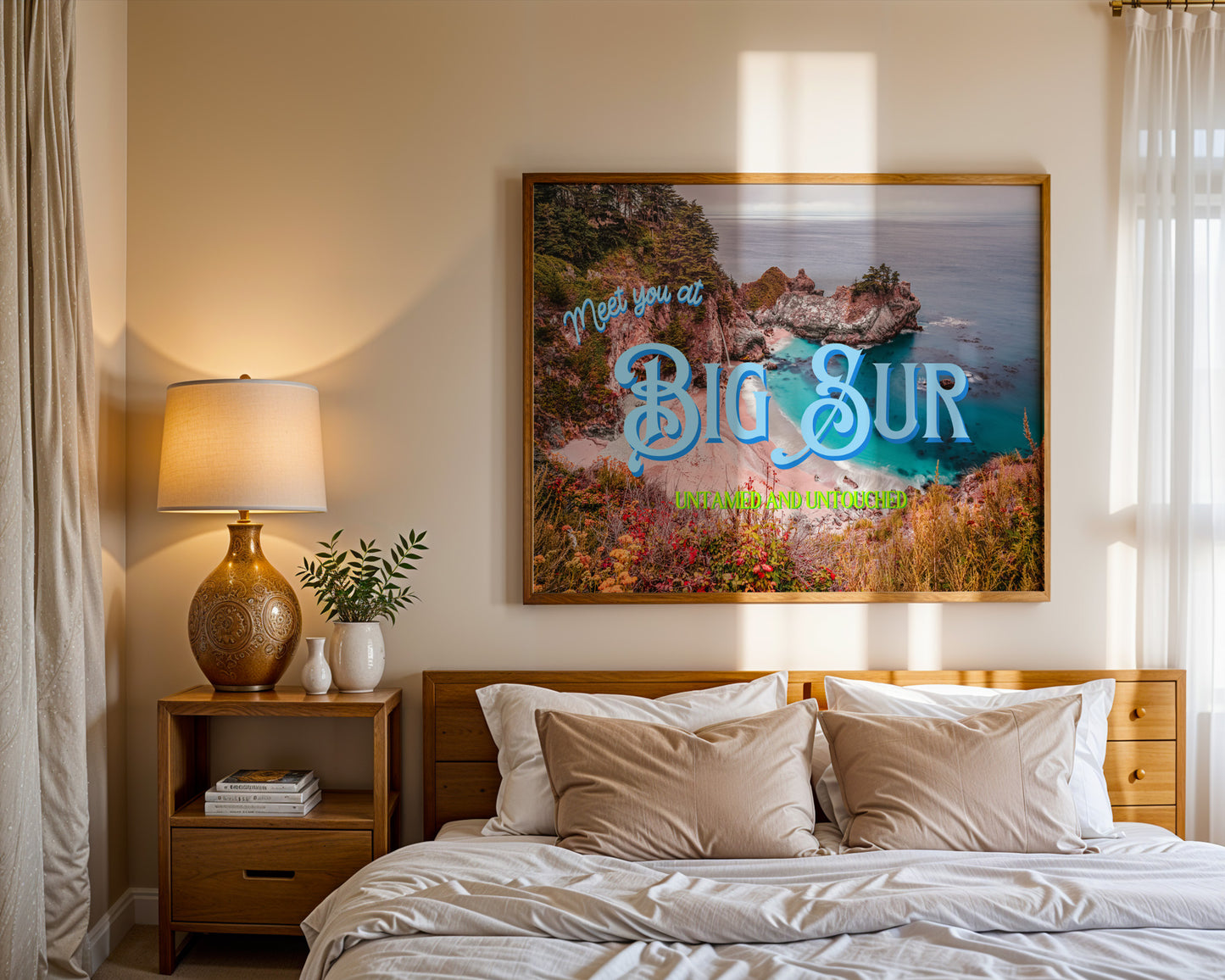 Big Sur Wildflowers Coastal Wall Art | California Ocean Wall Art | Botanical Landscape Art Poster | Digital Wall Art