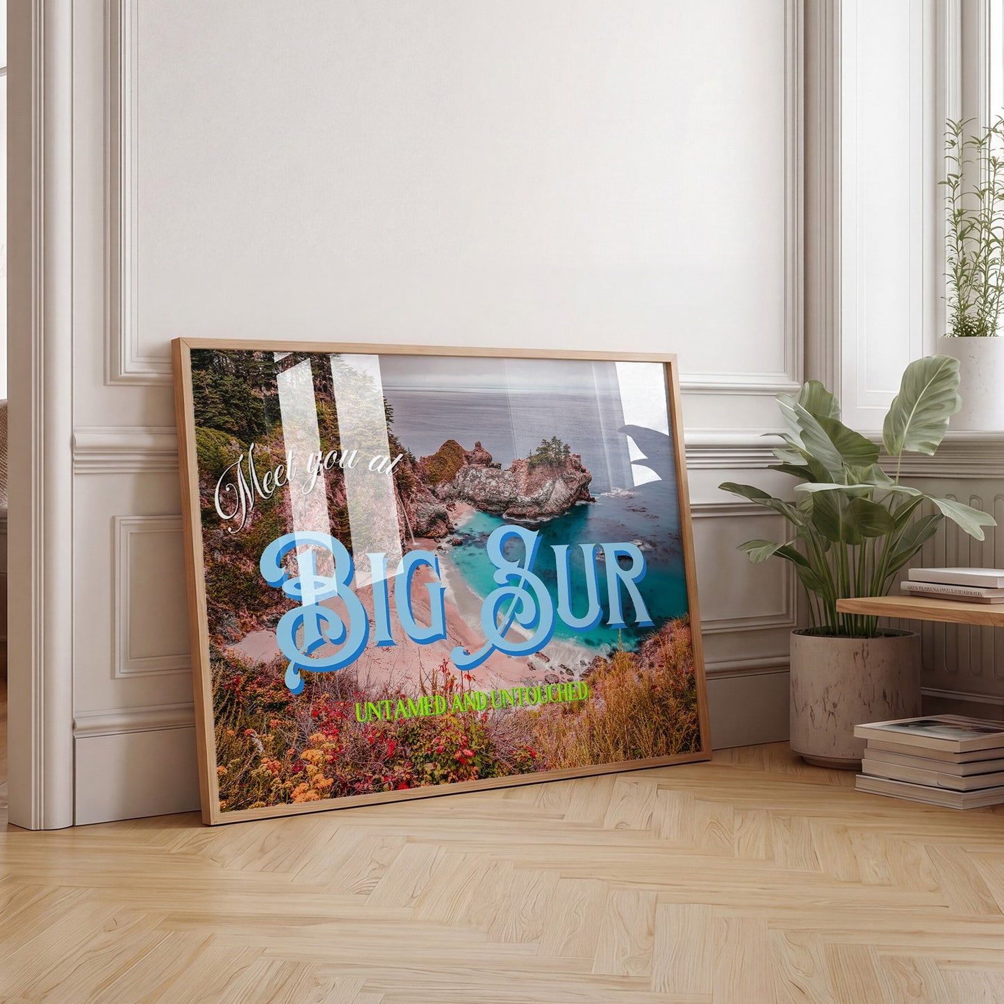 Meet You At Big Sur Wildflowers Coastal Wall Art | California Ocean Wall Art | Botanical Landscape Art Poster | Digital Wall Art