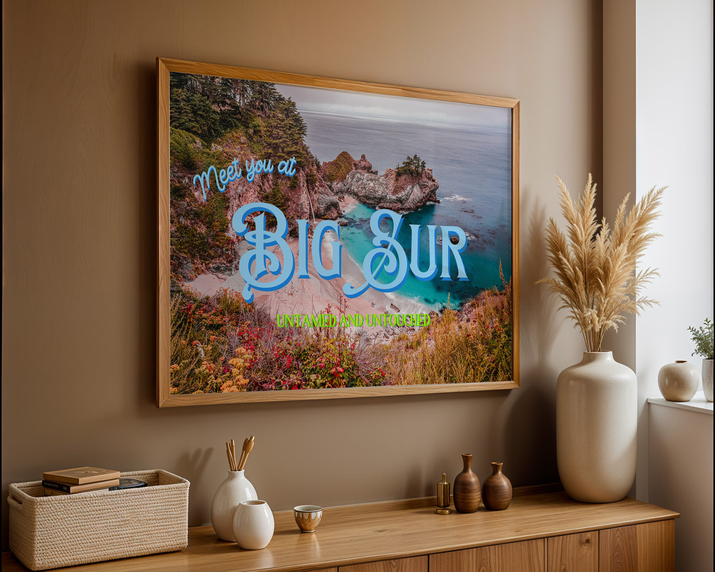 Big Sur Wildflowers Coastal Wall Art | California Ocean Wall Art | Botanical Landscape Art Poster | Digital Wall Art