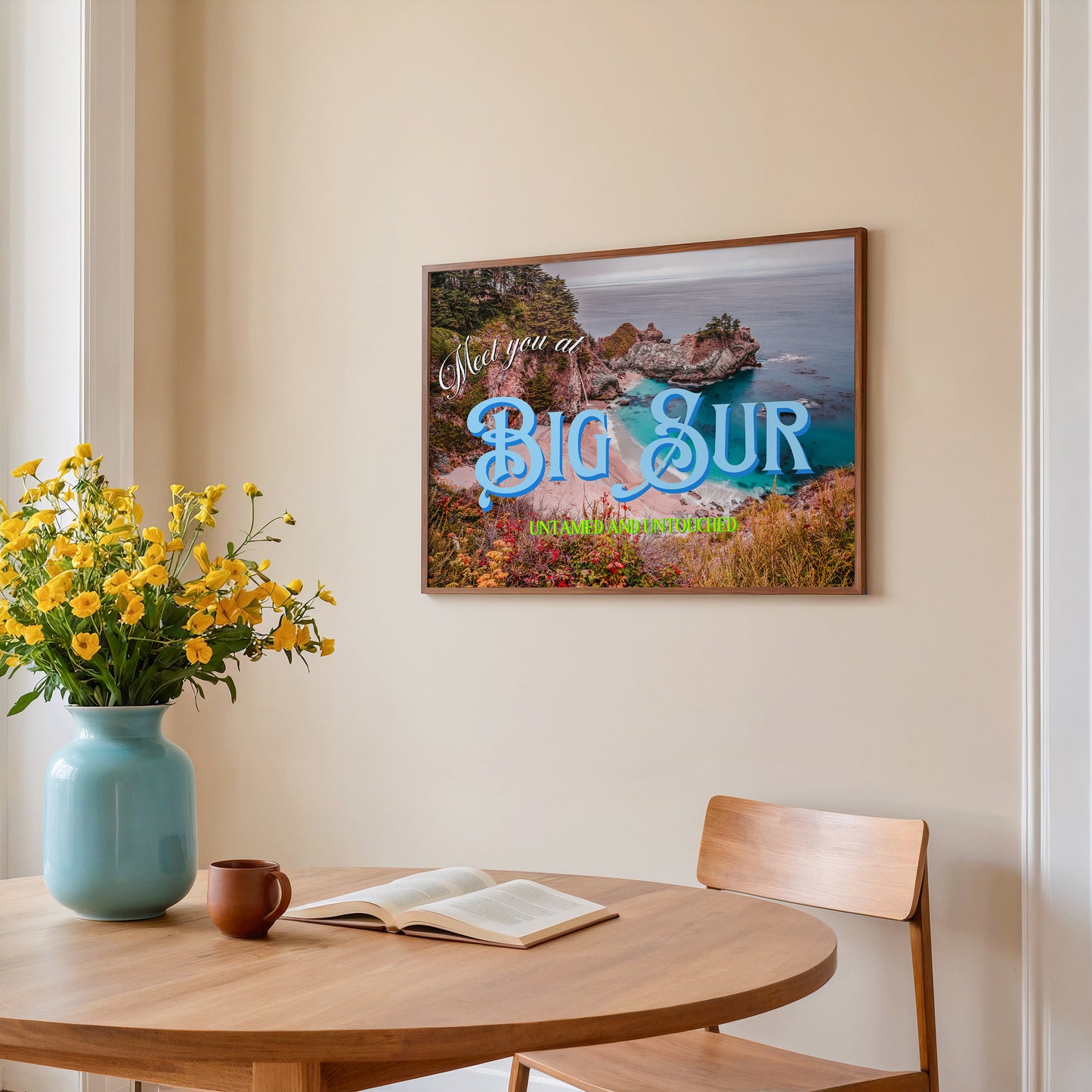 Meet You At Big Sur Wildflowers Coastal Wall Art | California Ocean Wall Art | Botanical Landscape Art Poster | Digital Wall Art