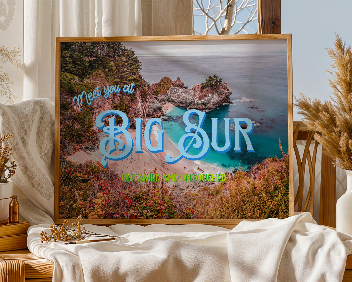 Big Sur Wildflowers Coastal Wall Art | California Ocean Wall Art | Botanical Landscape Art Poster | Digital Wall Art