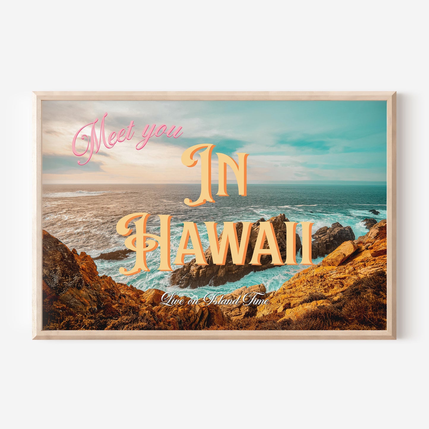 Meet Me In Hawaii Postcard Print | Ocean Beach Travel Poster | Digital Wall Art