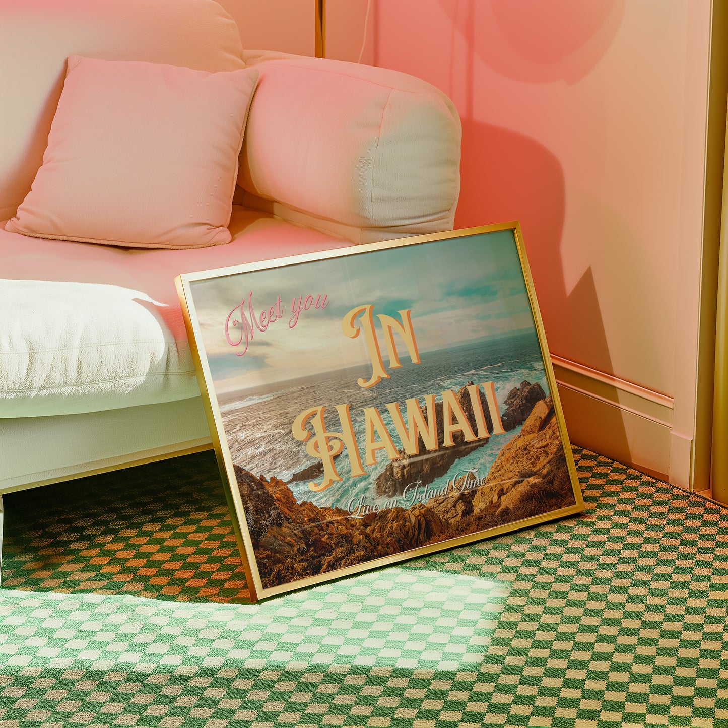 Meet Me In Hawaii Postcard Print | Ocean Beach Travel Poster | Digital Wall Art