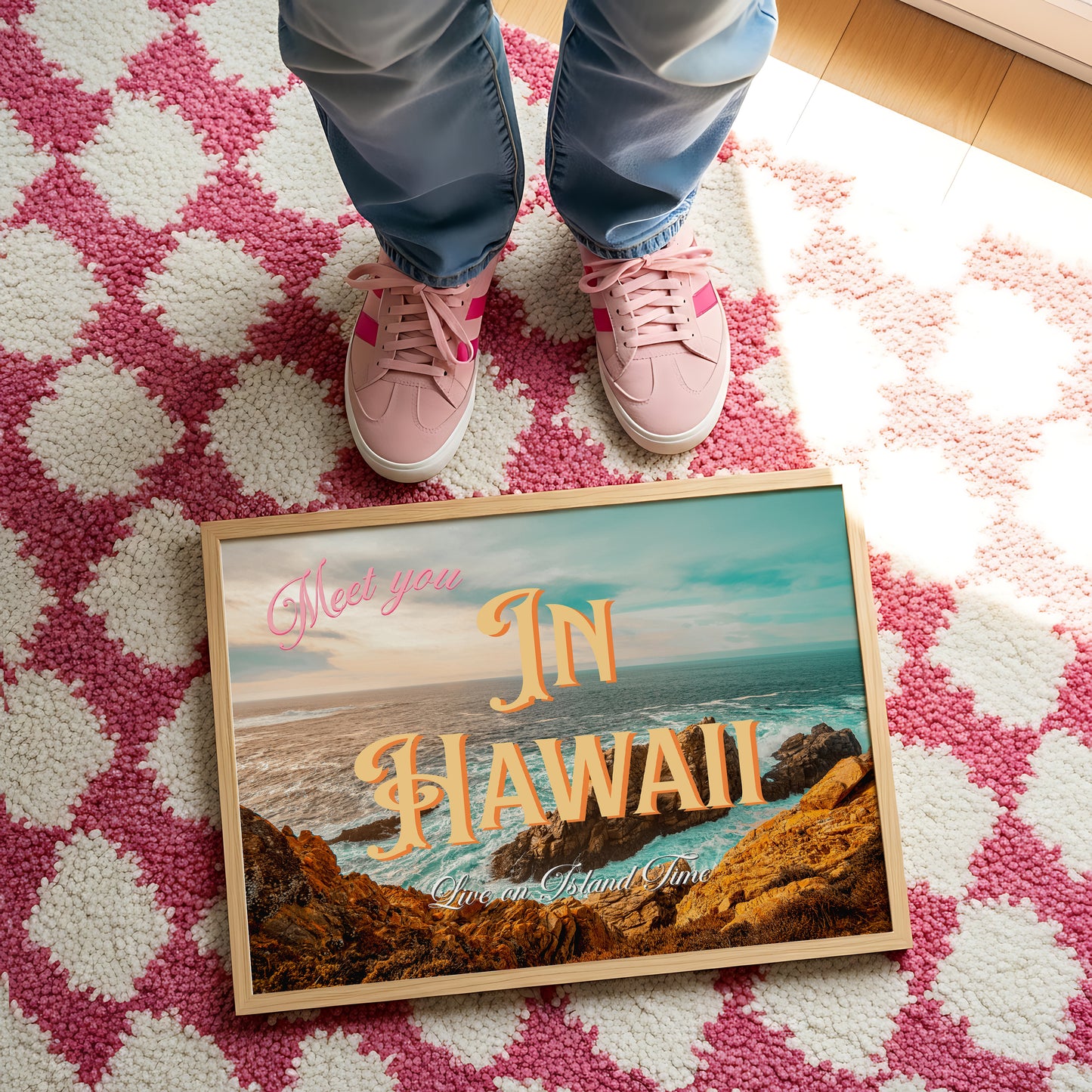 Meet Me In Hawaii Postcard Print | Ocean Beach Travel Poster | Digital Wall Art
