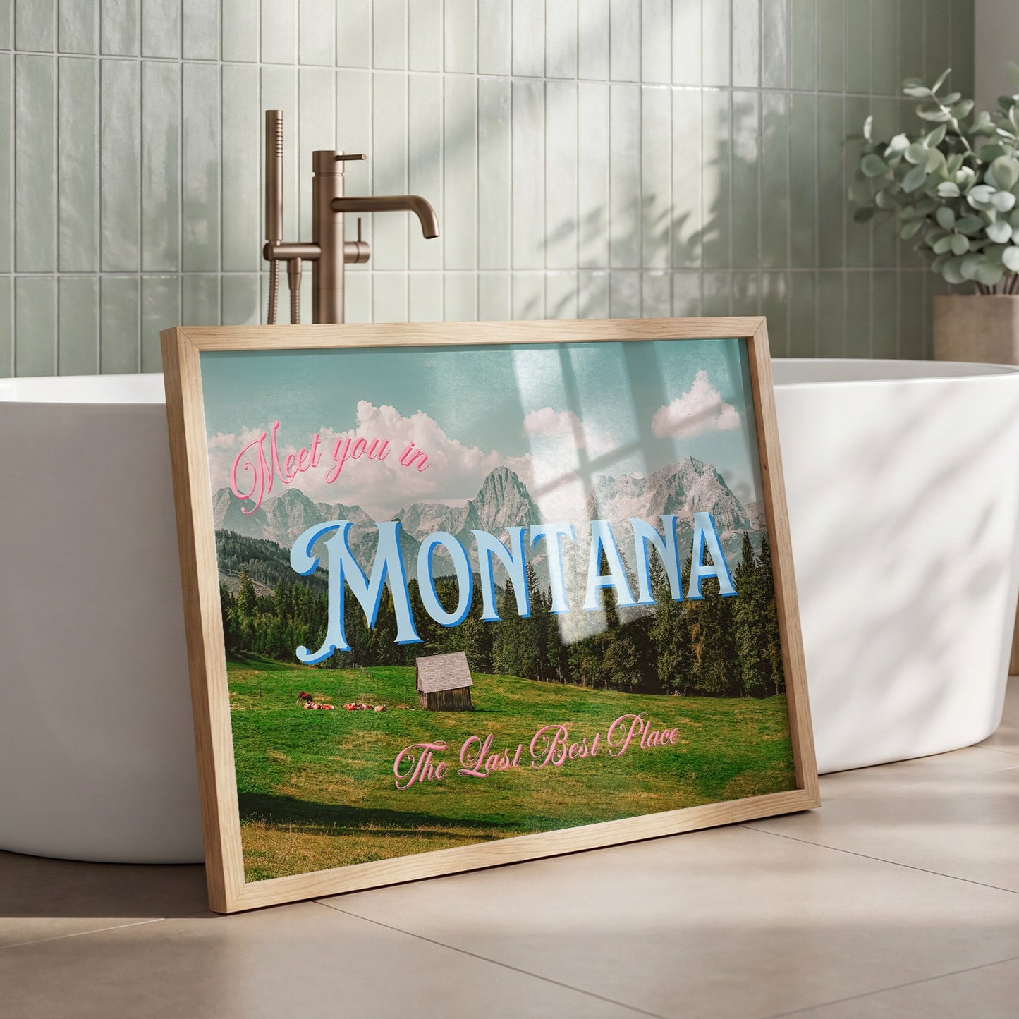 Meet You In Montana Print | Montana Mountain Travel Poster | Montana Digital Wall Art