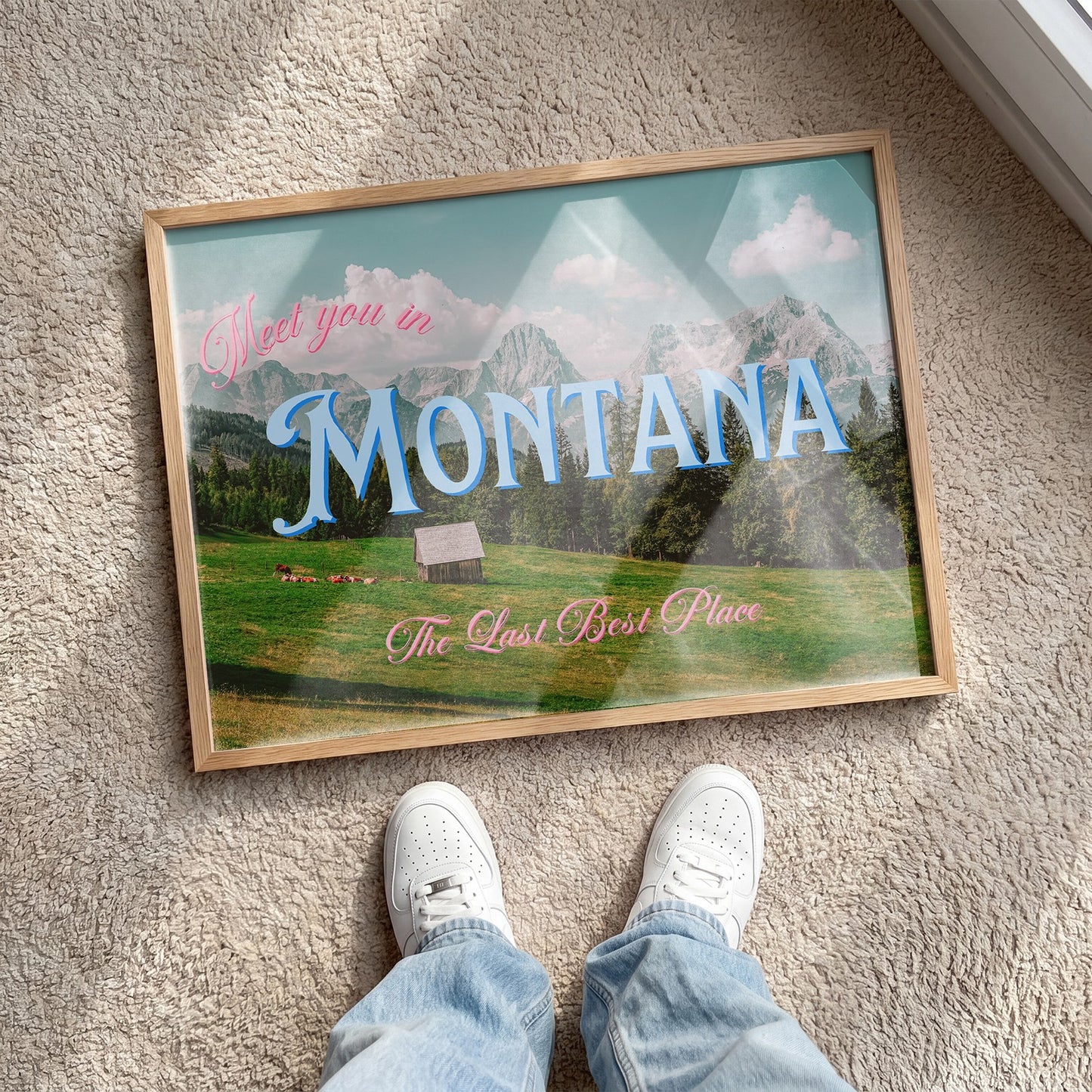 Meet You In Montana Print | Montana Mountain Travel Poster | Montana Digital Wall Art