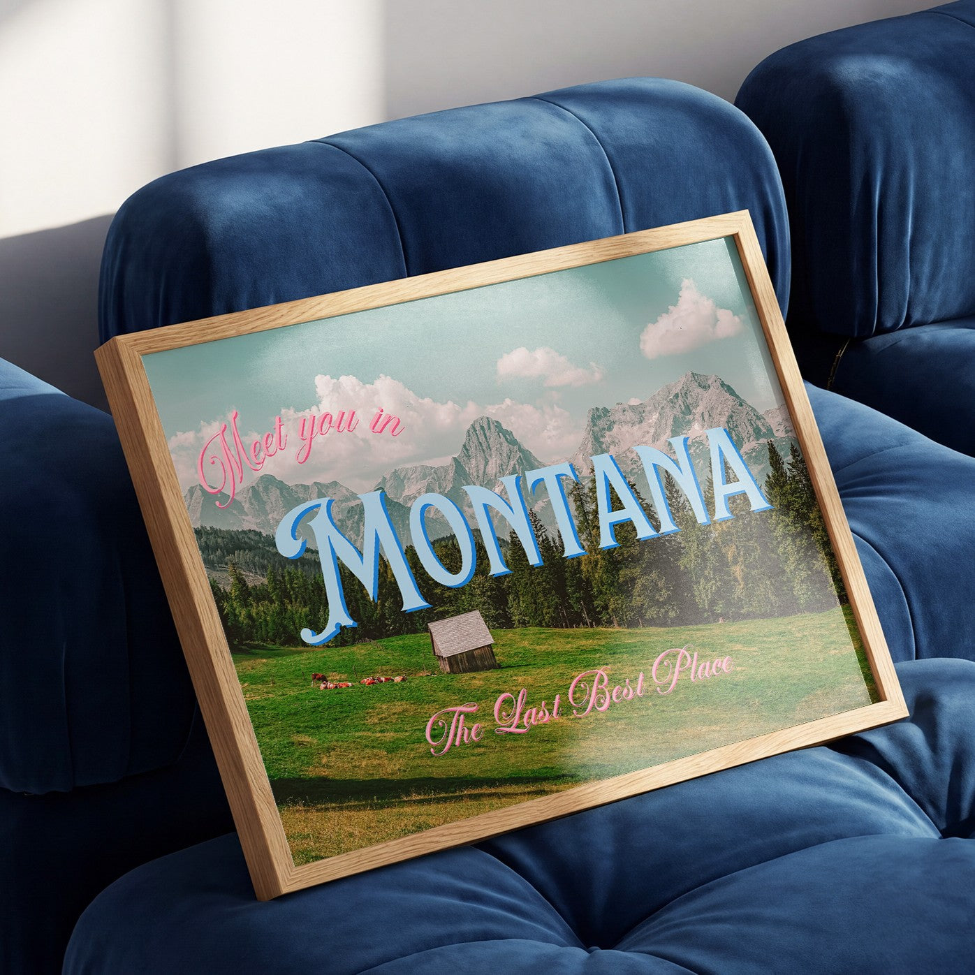 Meet You In Montana Print | Montana Mountain Travel Poster | Montana Digital Wall Art