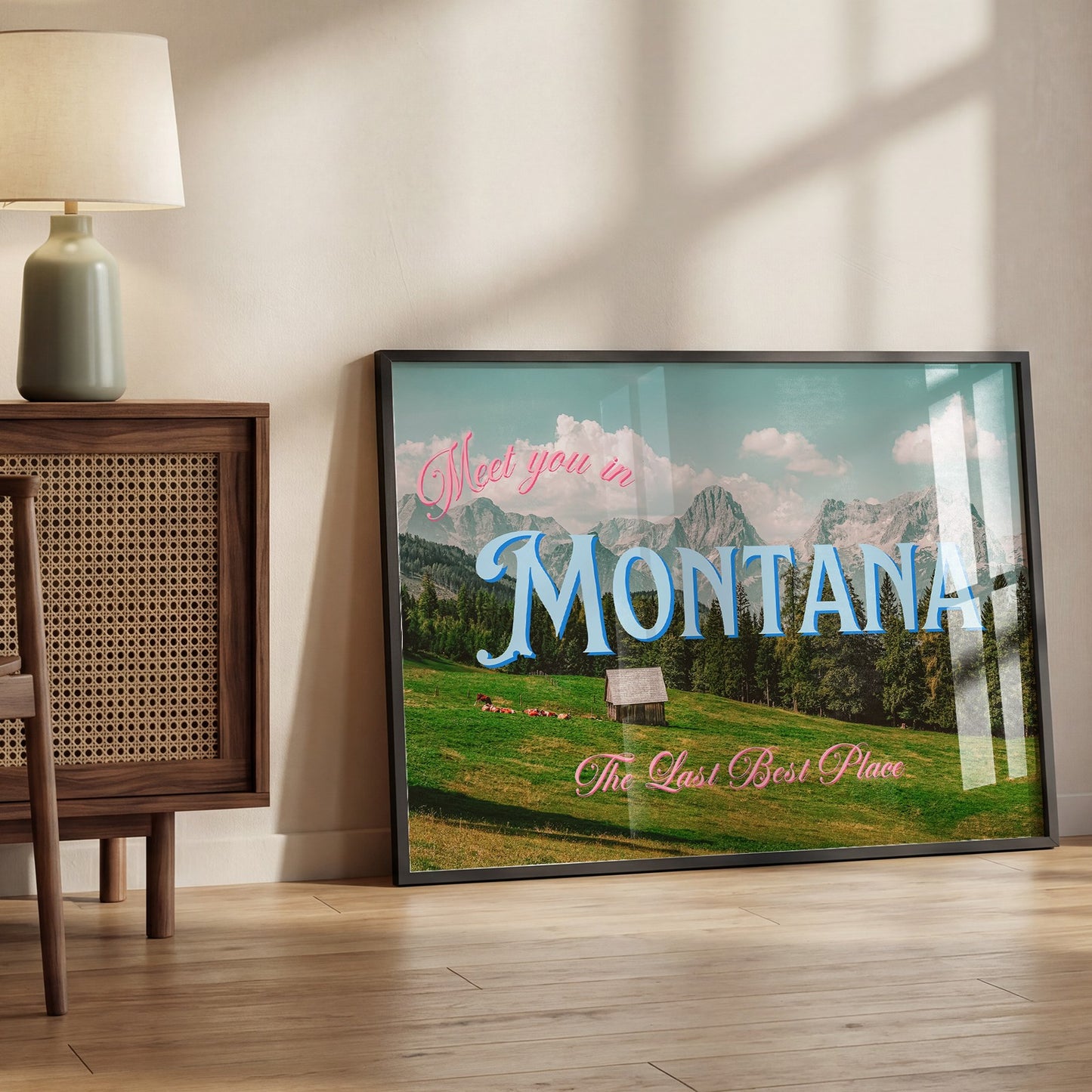 Meet You In Montana Print | Montana Mountain Travel Poster | Montana Digital Wall Art
