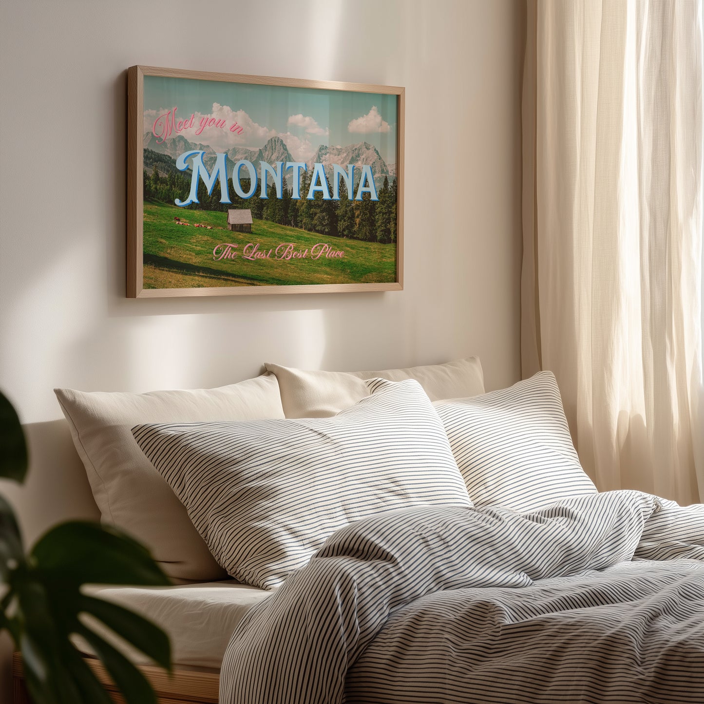 Meet You In Montana Print | Montana Mountain Travel Poster | Montana Digital Wall Art