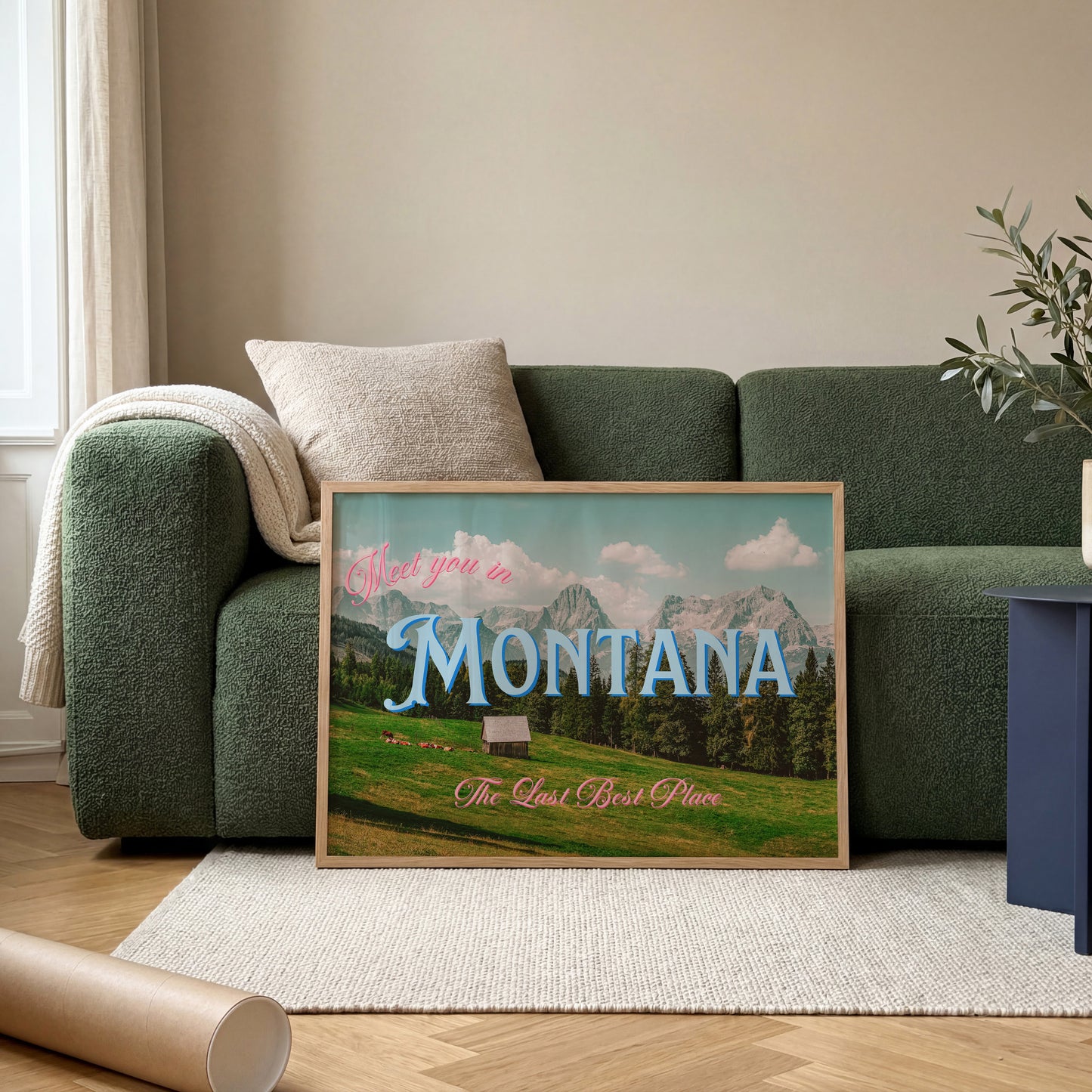 Meet You In Montana Print | Montana Mountain Travel Poster | Montana Digital Wall Art