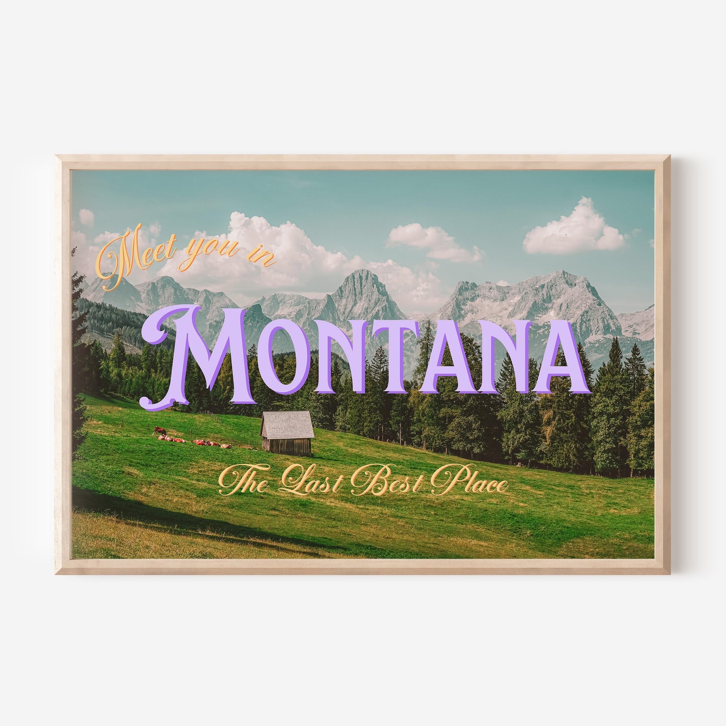 Meet You In Montana Print | Montana Mountain Travel Poster | Montana Digital Wall Art