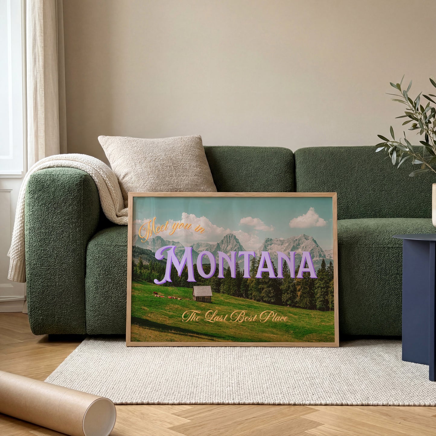 Meet You In Montana Print | Montana Mountain Travel Poster | Montana Digital Wall Art