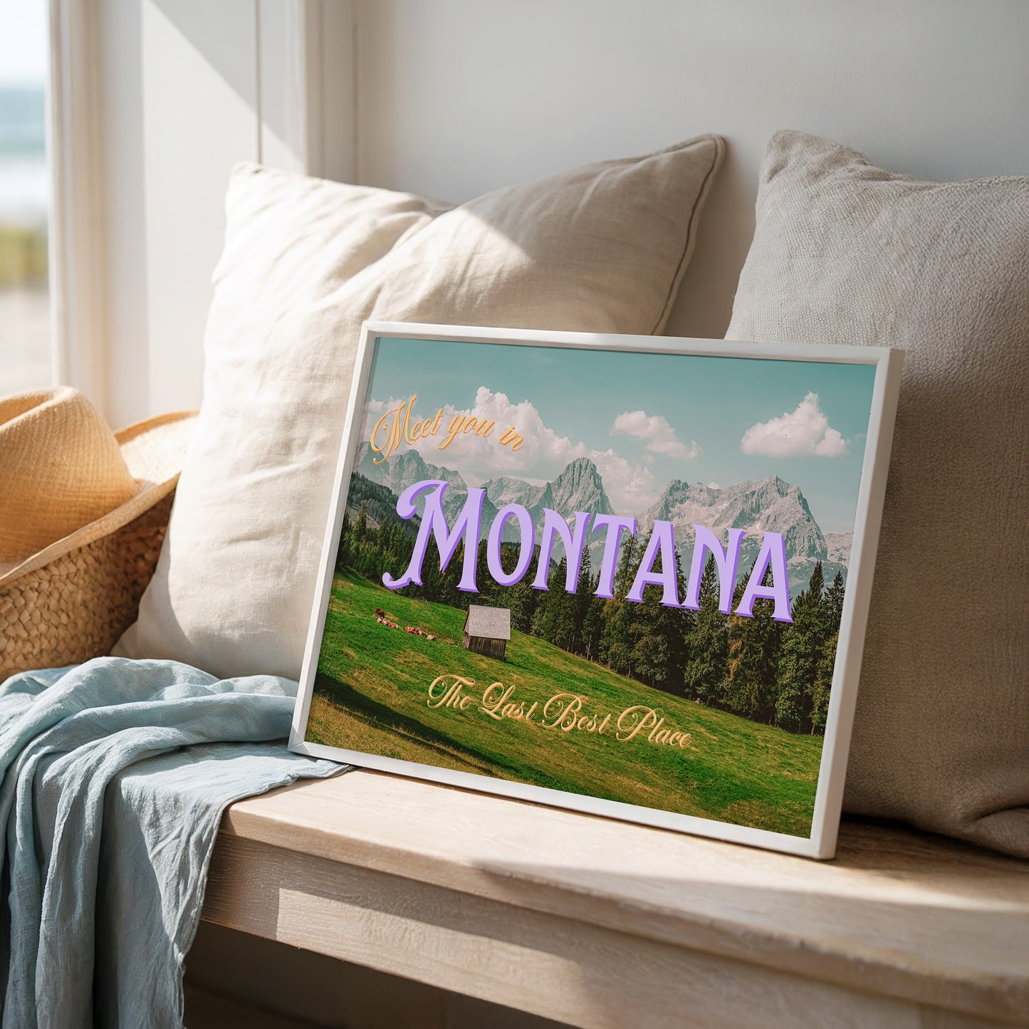 Meet You In Montana Print | Montana Mountain Travel Poster | Montana Digital Wall Art