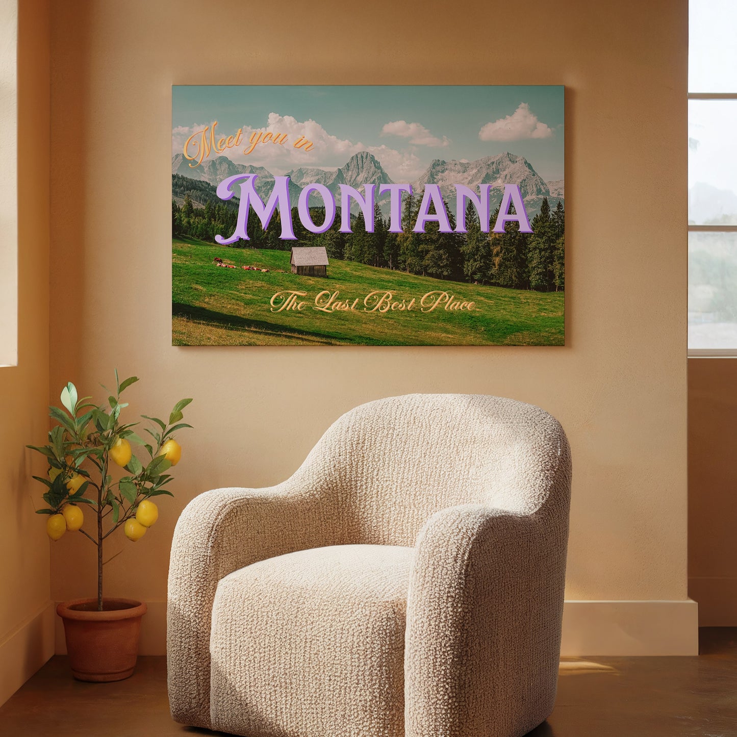 Meet You In Montana Print | Montana Mountain Travel Poster | Montana Digital Wall Art