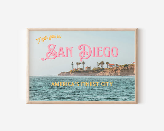 San Diego Art Print | California Travel Poster | San Diego Postcard Art | Digital Wall Art