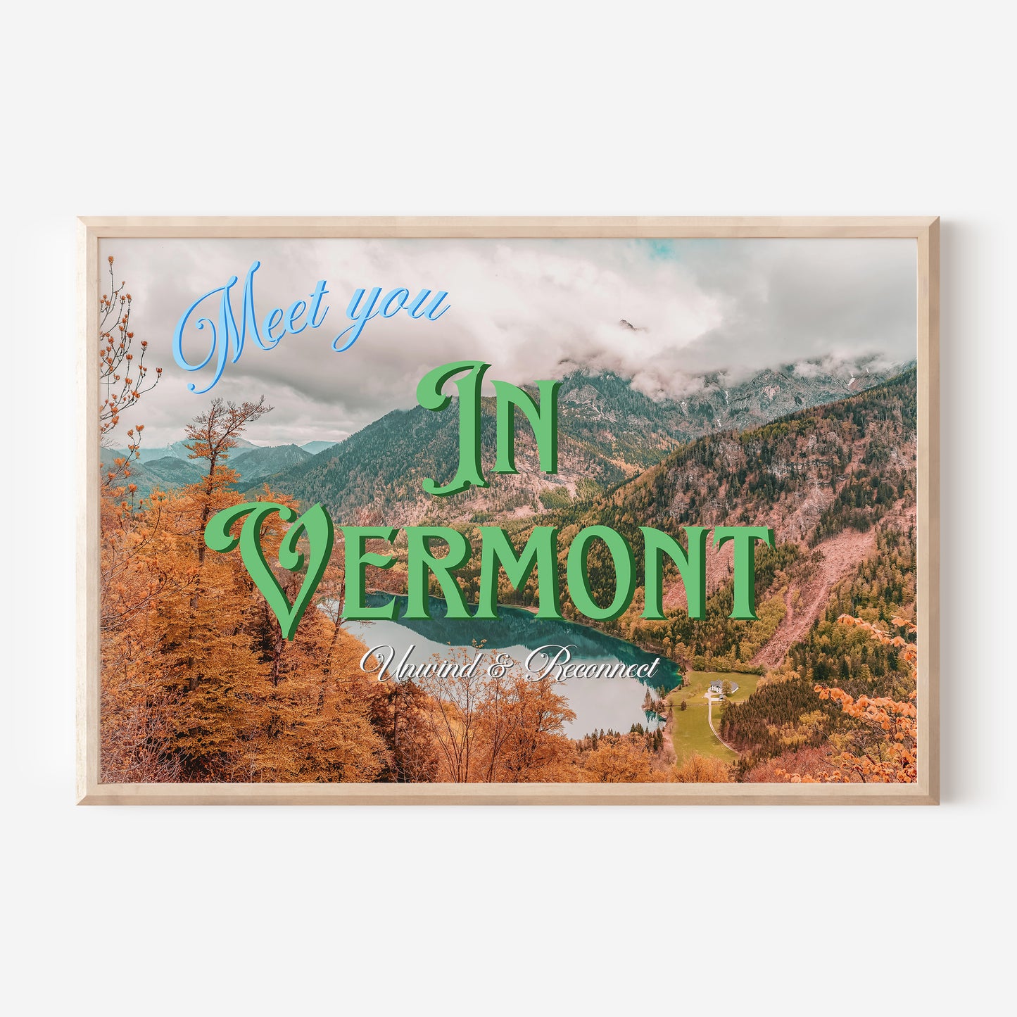 Meet You in Vermont Postcard Print | Vermont Mountains Travel Poster | Digital Wall Art