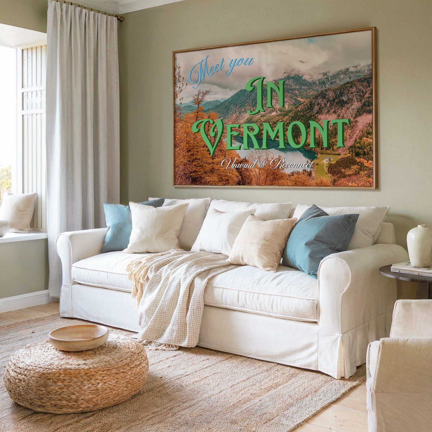 Meet You in Vermont Postcard Print | Vermont Mountains Travel Poster | Digital Wall Art
