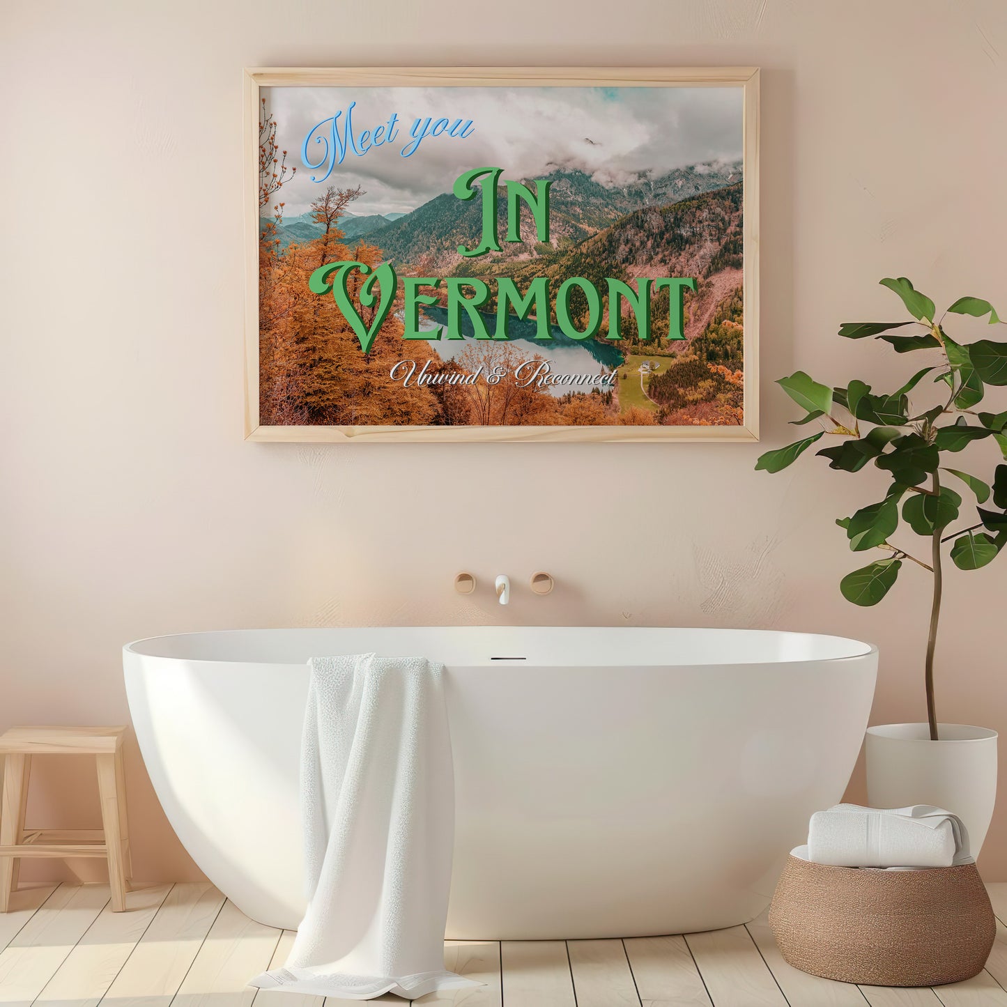 Meet You in Vermont Postcard Print | Vermont Mountains Travel Poster | Digital Wall Art