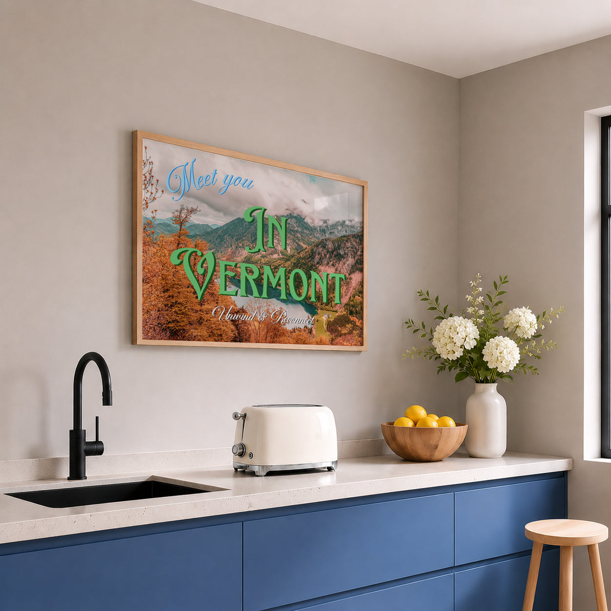 Meet You in Vermont Postcard Print | Vermont Mountains Travel Poster | Digital Wall Art
