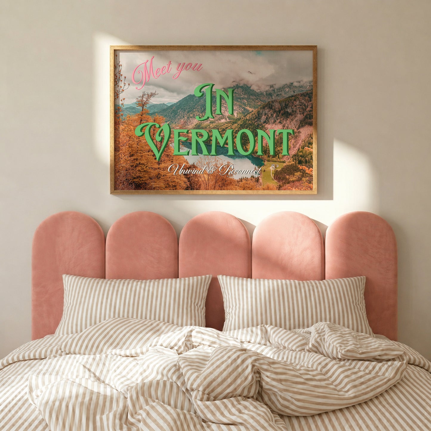 Meet You in Vermont: Unwind and Reconnect Print | Vermont Mountains Travel Poster | Digital Wall Art