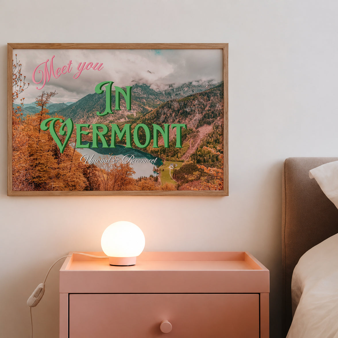 Meet You in Vermont: Unwind and Reconnect Print | Vermont Mountains Travel Poster | Digital Wall Art
