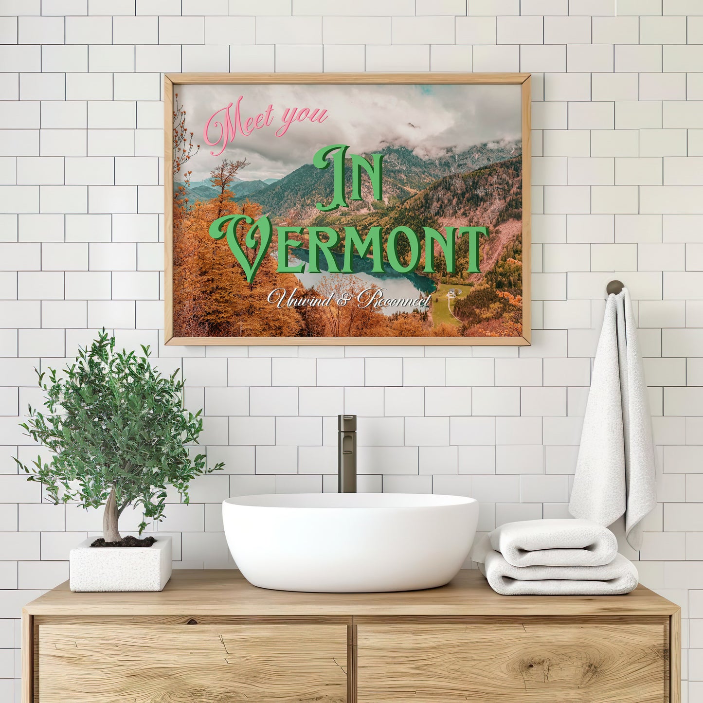 Meet You in Vermont: Unwind and Reconnect Print | Vermont Mountains Travel Poster | Digital Wall Art