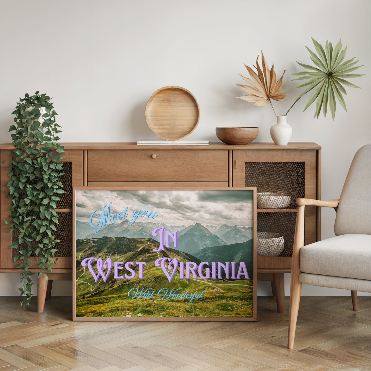 West Virginia: Wild, Wonderful Print | Meet You In West Virginia Travel Poster | Digital Wall Art