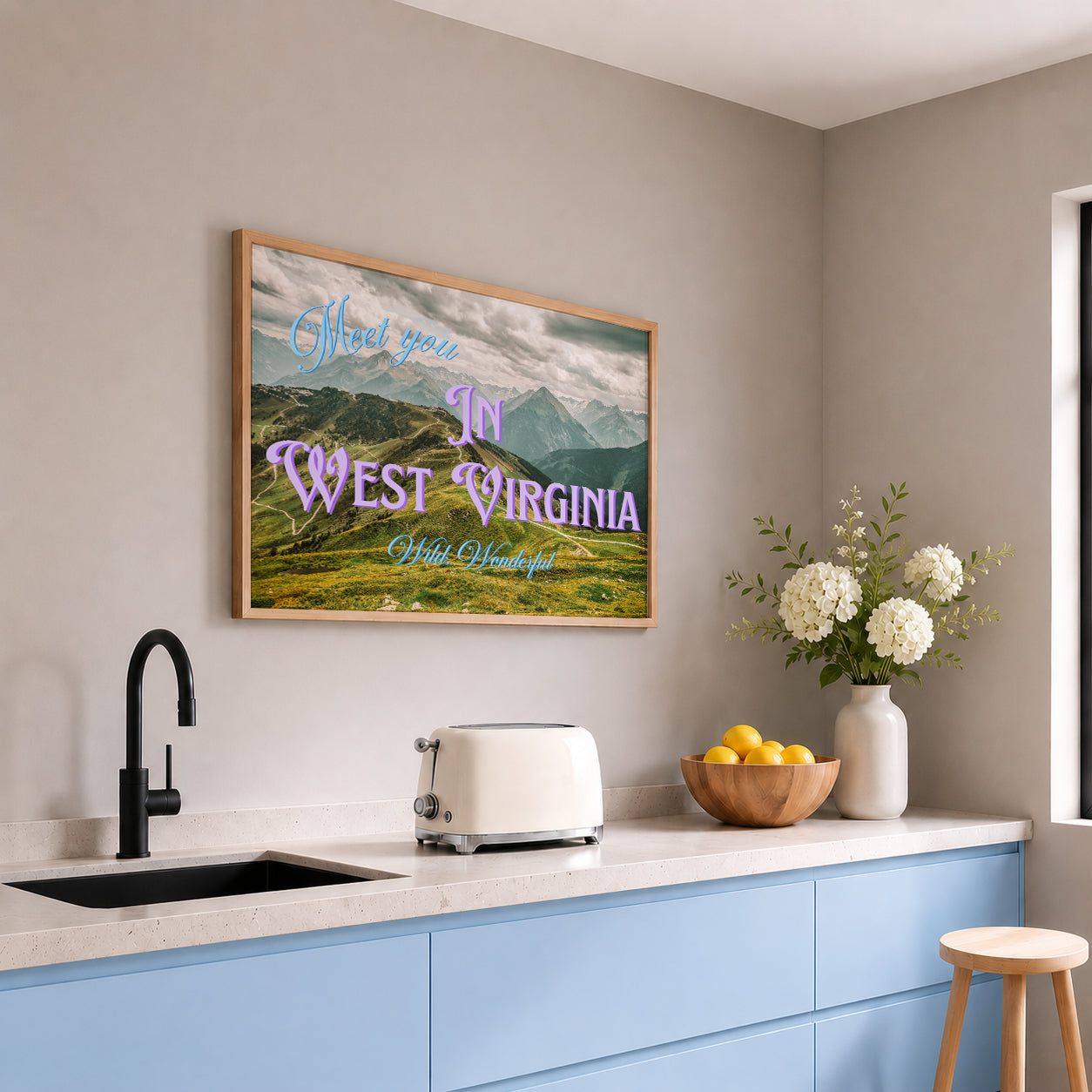 West Virginia: Wild, Wonderful Print | Meet You In West Virginia Travel Poster | Digital Wall Art