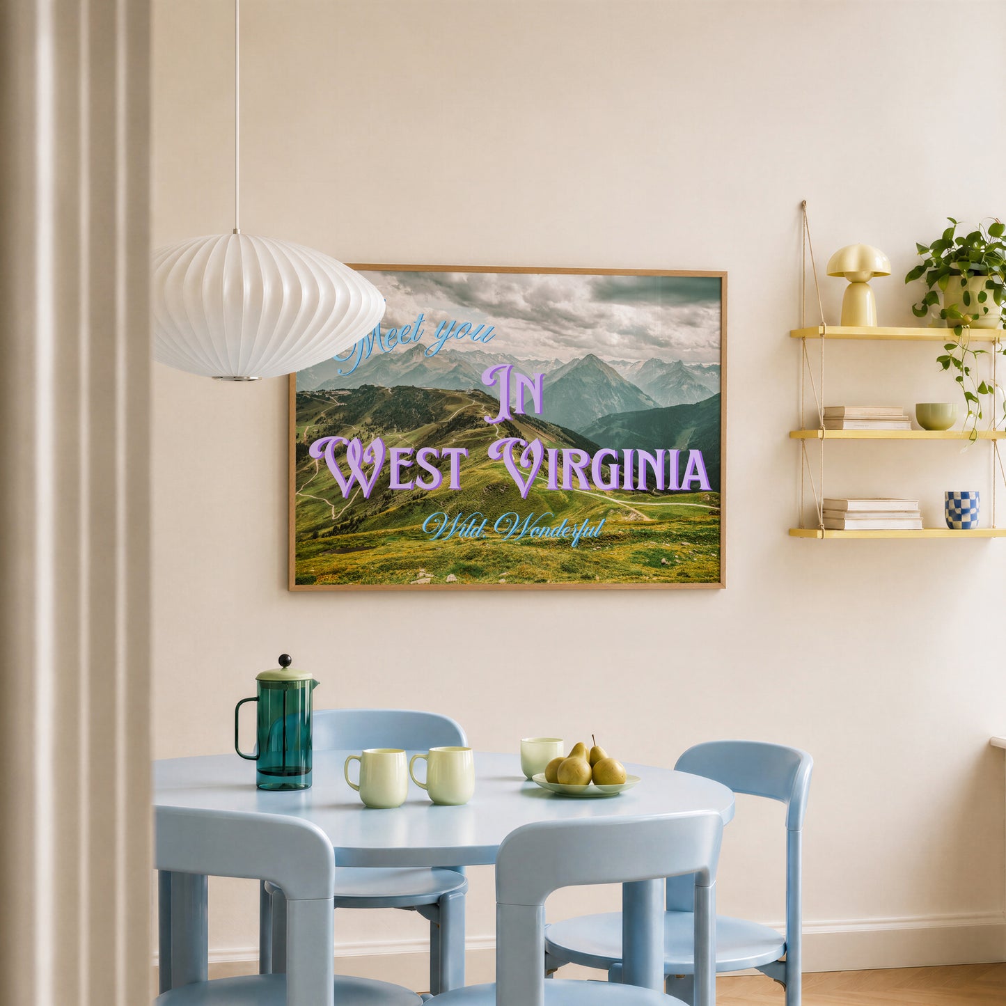 West Virginia: Wild, Wonderful Print | Meet You In West Virginia Travel Poster | Digital Wall Art