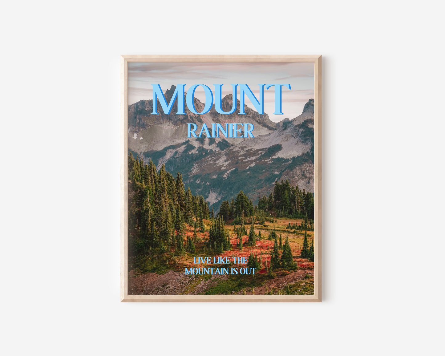 Mount Rainer Print | Washington State Mountains Travel Poster | Digital Wall Art