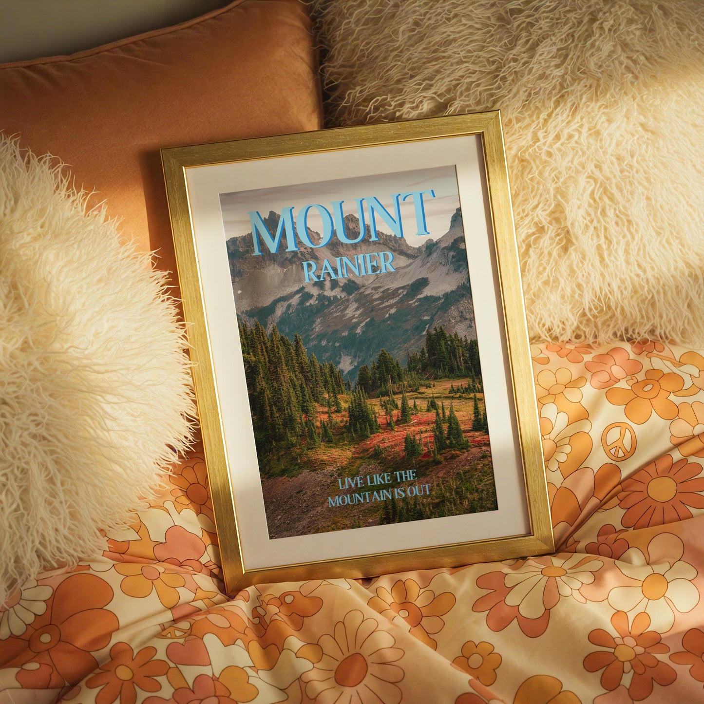 Mount Rainer Print | Washington State Mountains Travel Poster | Digital Wall Art