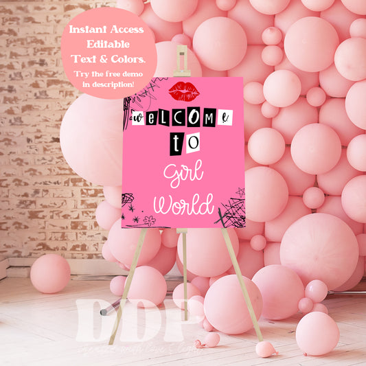 Mean Girls Burn Book Welcome Sign | Mean Girls Printable Party Decor