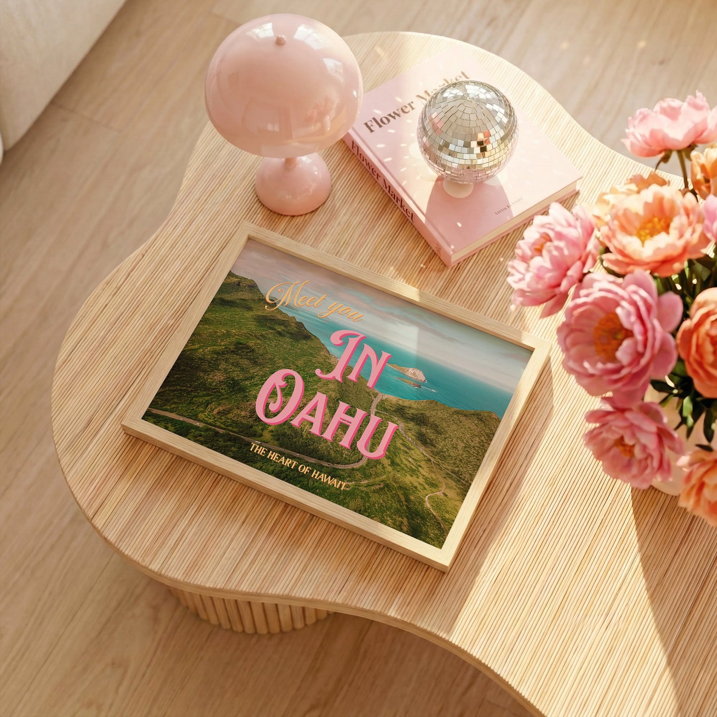 Meet You in Oahu Wall Art | Hawaii Beach Art | Oahu Vintage Style Postcard Print | Digital Wall Art