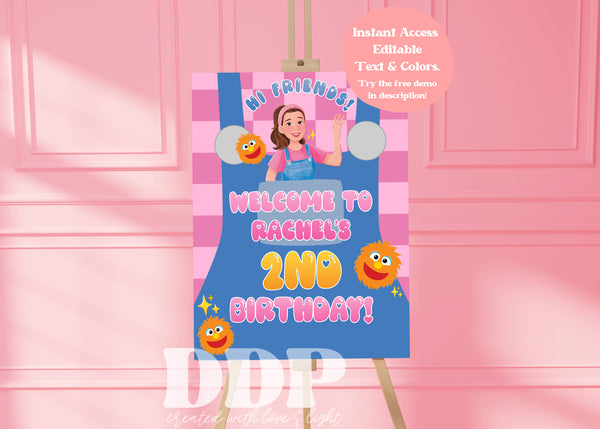 Ms Rachel Birthday Party Welcome Sign | Songs for Littles Overalls Par ...