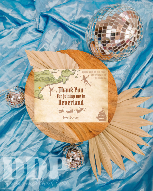 Peter Pan Birthday Thank You Card | Neverland Never Grow Up Printable Party Decor