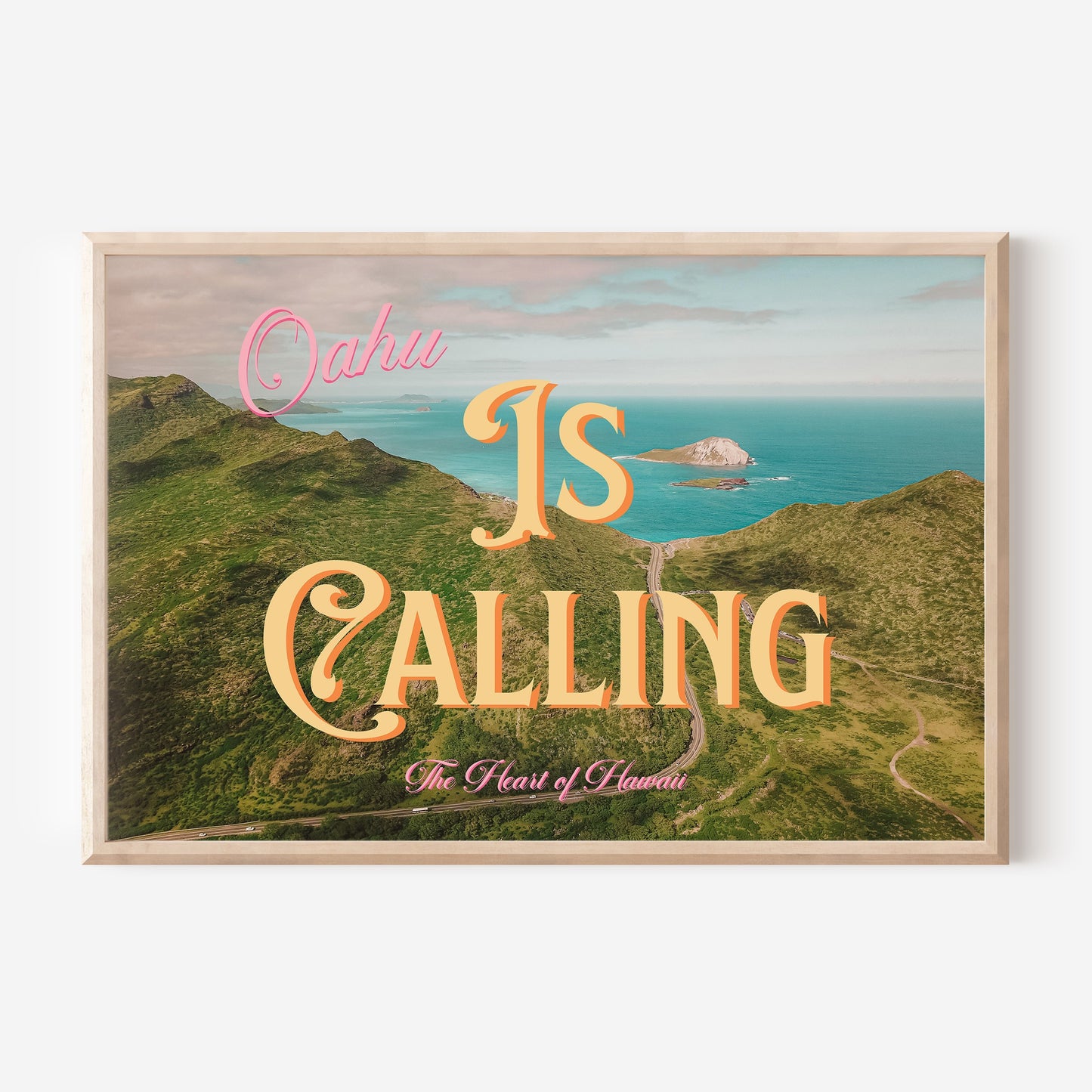 Oahu is Calling Beach Art Print | Waimanalo Lookout Postcard Print | Digital Wall Art