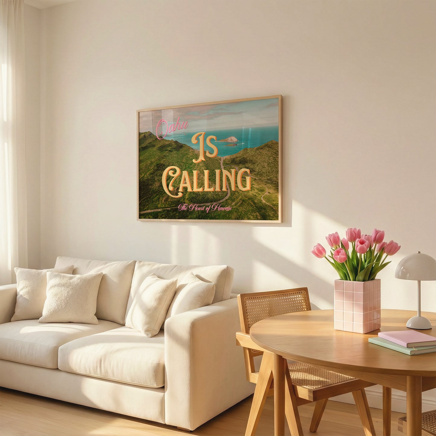 Oahu is Calling Beach Art Print | Waimanalo Lookout Postcard Print | Digital Wall Art