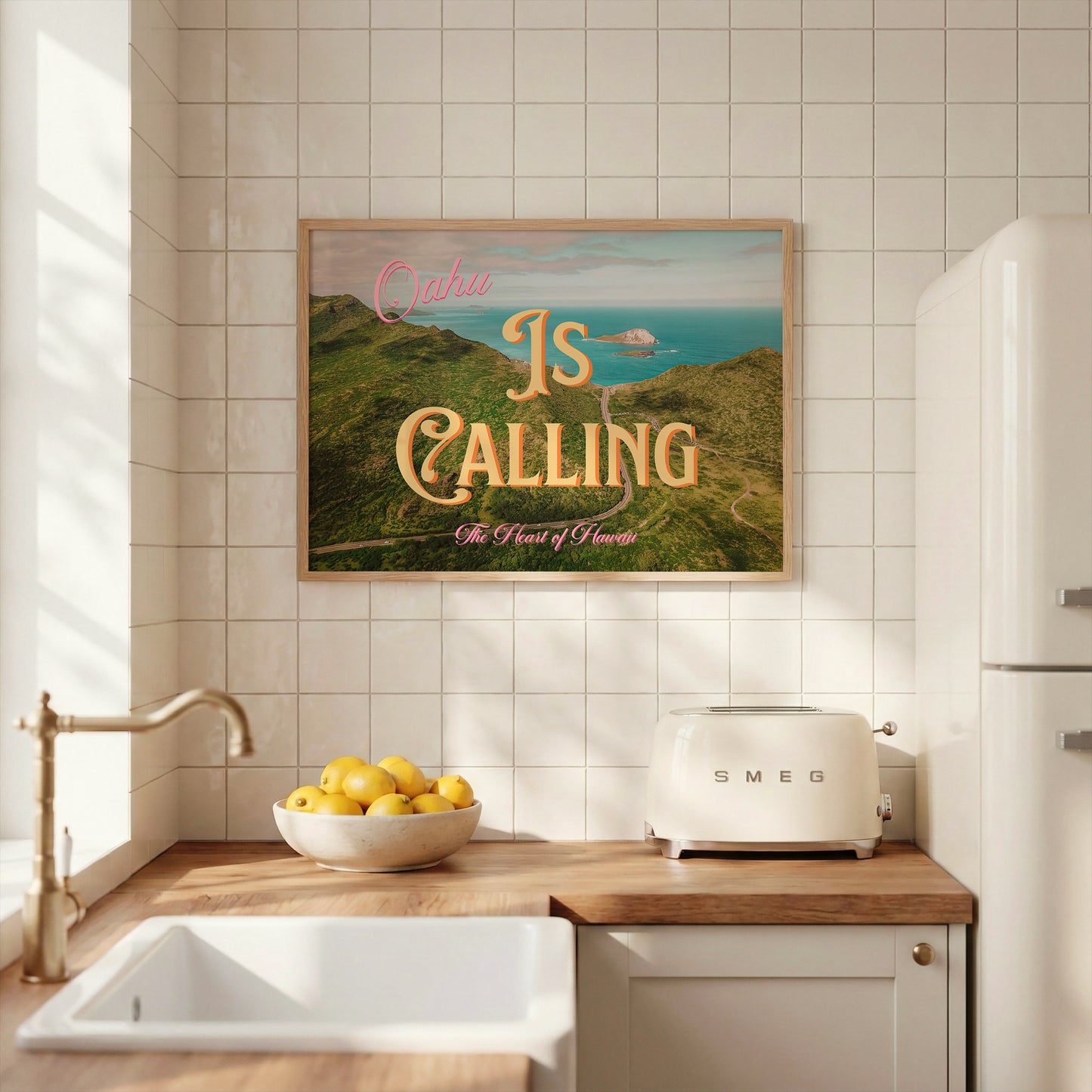 Oahu is Calling Beach Art Print | Waimanalo Lookout Postcard Print | Digital Wall Art