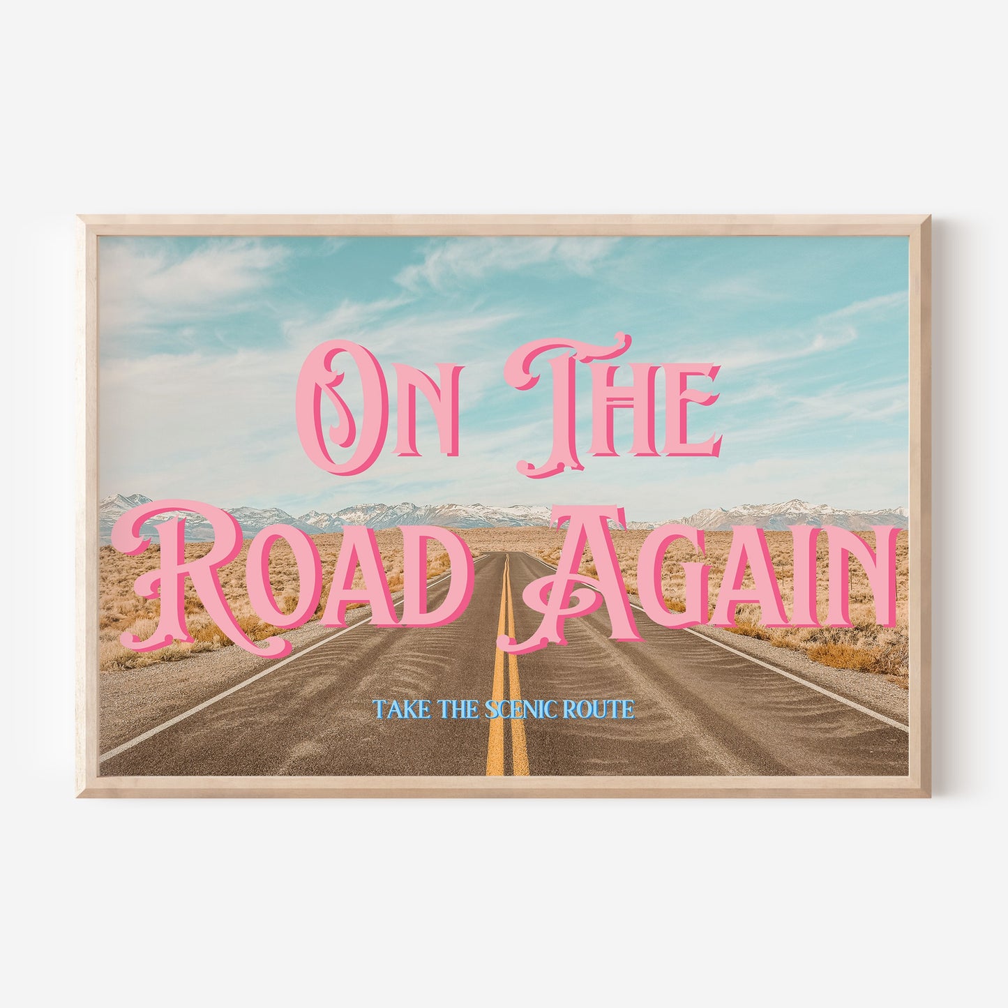 Retro Postcard Print: On the Road Again | Digital Wall Art