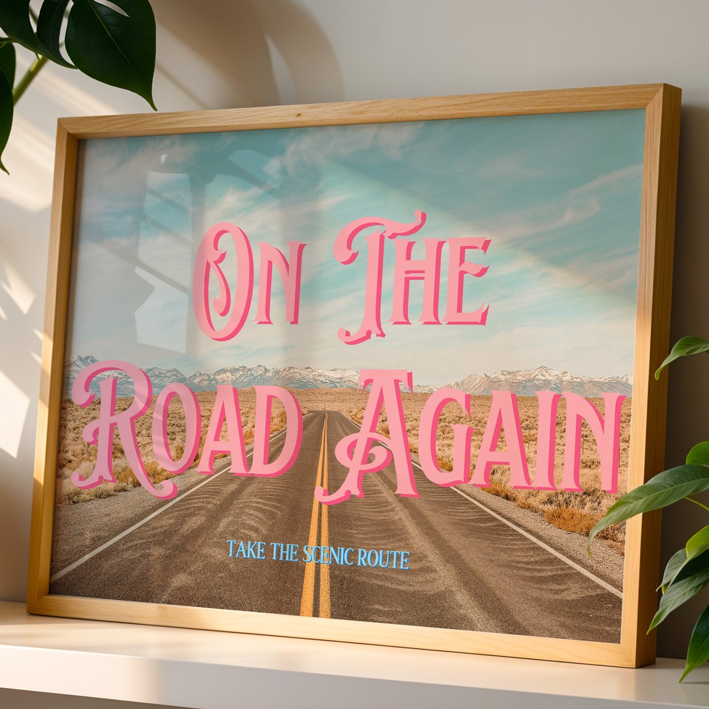 Retro Postcard Print: On the Road Again | Digital Wall Art