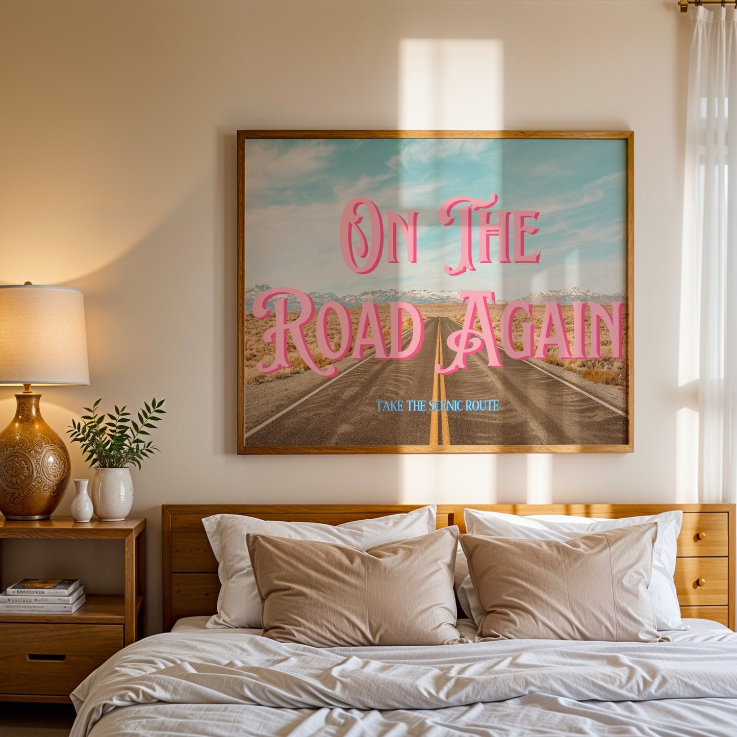 Retro Postcard Print: On the Road Again | Digital Wall Art