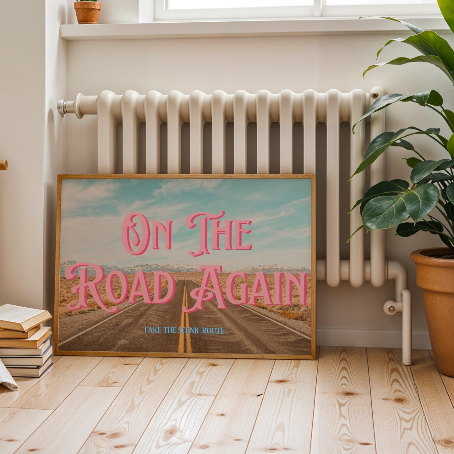 Retro Postcard Print: On the Road Again | Digital Wall Art
