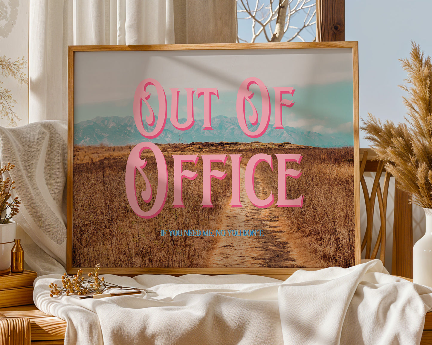 Golden Wheat Field Wall Art | Washington Blue Mountains Wall Art | Out of Office Landscape Art Poster | Digital Wall Art