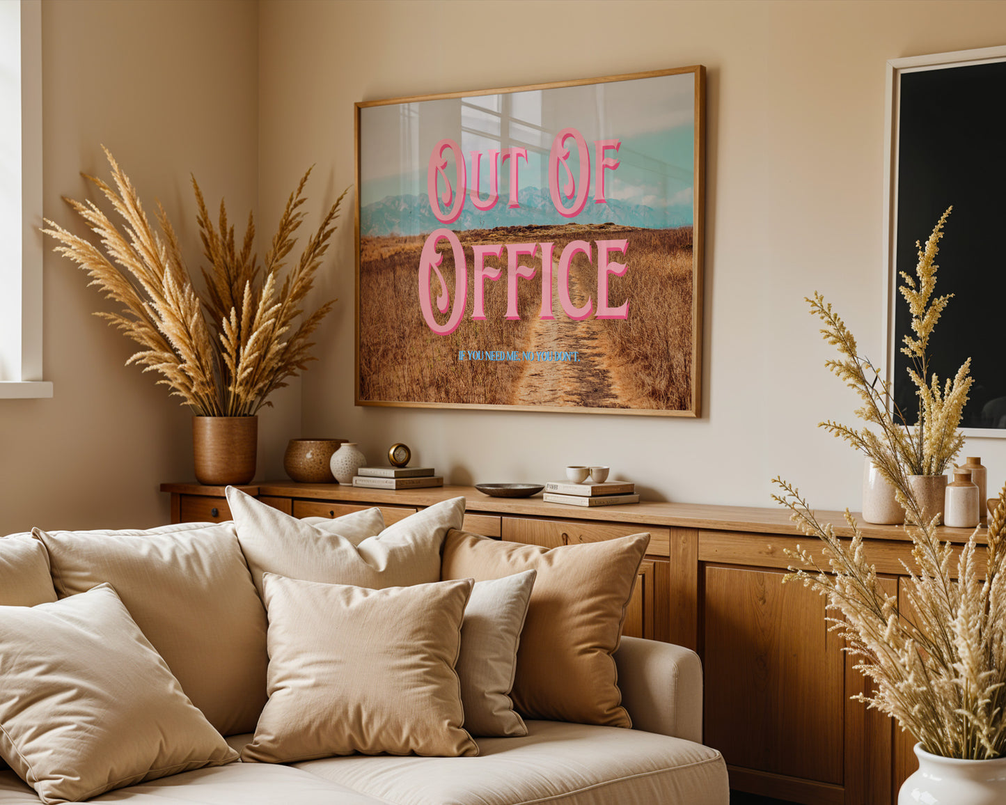 Golden Wheat Field Wall Art | Washington Blue Mountains Wall Art | Out of Office Landscape Art Poster | Digital Wall Art