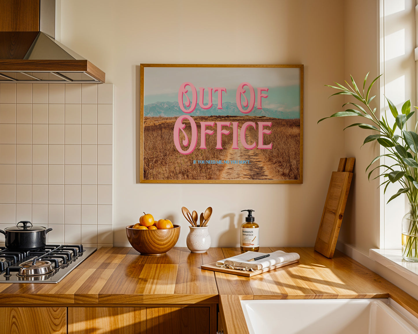 Golden Wheat Field Wall Art | Washington Blue Mountains Wall Art | Out of Office Landscape Art Poster | Digital Wall Art